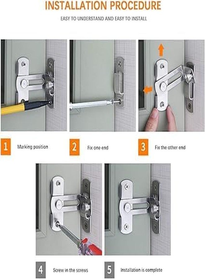 Bitrexup 90 Degree Flip Barn Door Lock | Stainless Steel Latch | Safety Sliding Barn Door Lock | Hook Lock Latch for Barn Door Latches, Sliding Door Antique Lock, Gate Latches, Wine Cabinet Closet. - Image 2